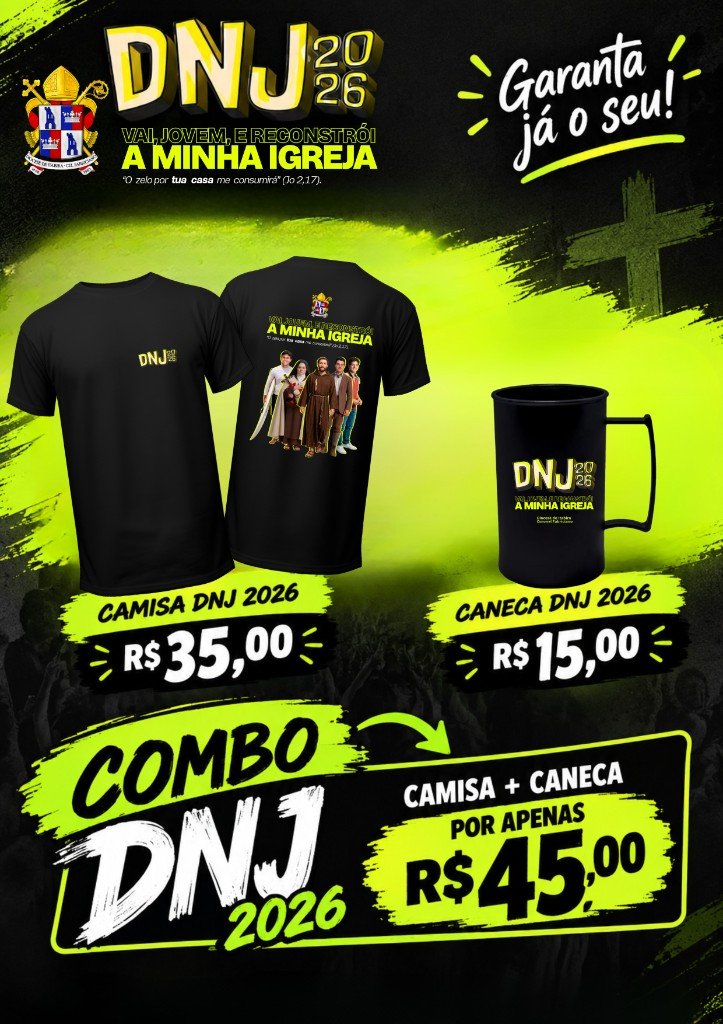 Camisa e caneca oficiais do DNJ 2026